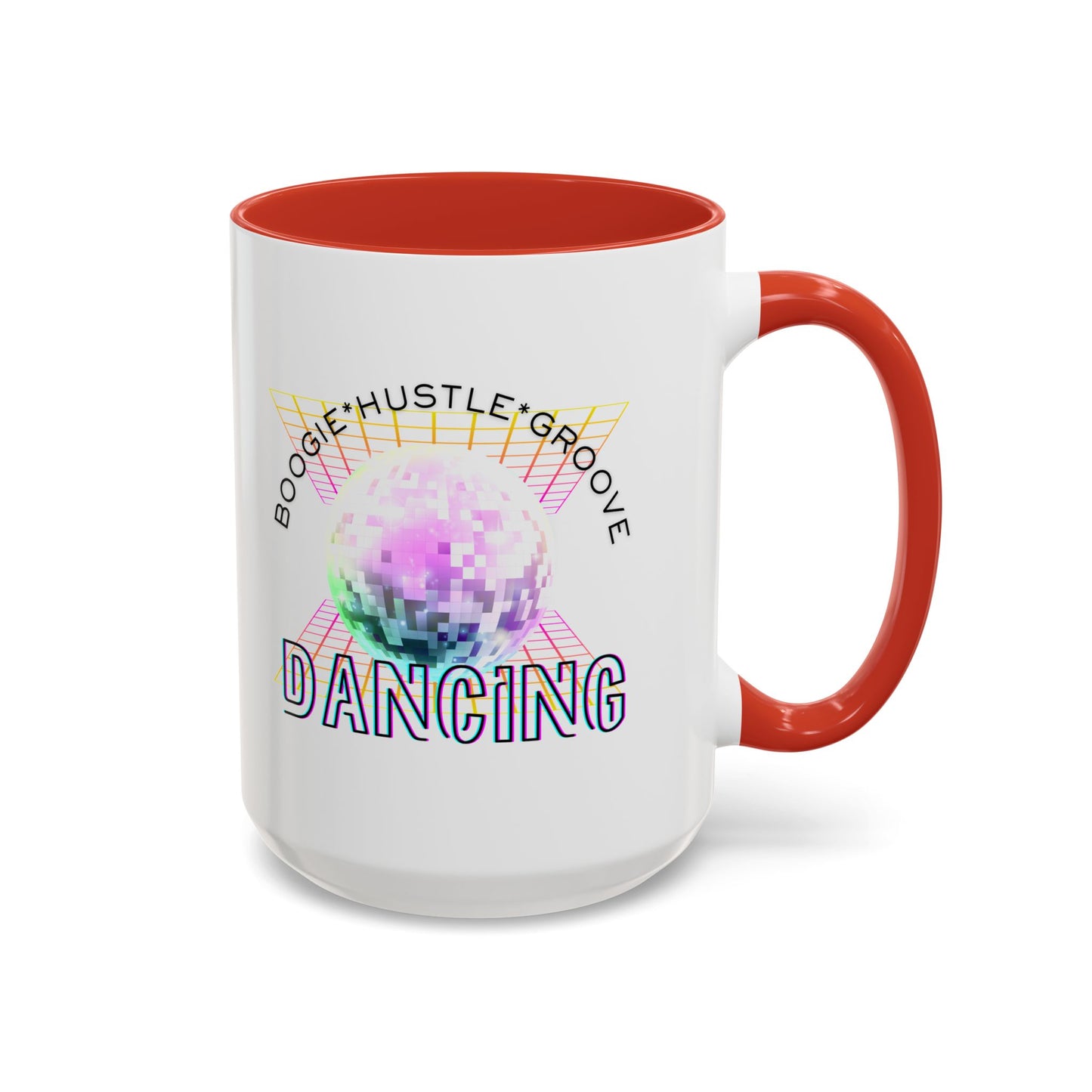 "Boogie, Hustle, Groove - Dancing" Disco Accent Coffee Mug – Fun Retro Dance Gift for Coffee Lovers
