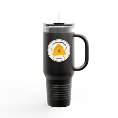"Nacho Average Dancer" 40oz Insulated Travel Mug – Cute Kawaii Nacho Graphic Dance Tumbler for On-the-Go Hydration