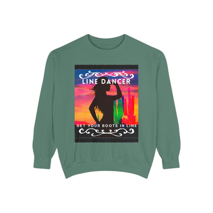 "Line Dancer, Get Your Boots in Line" Unisex Lightweight Crewneck Sweatshirt – Western Dance Graphic Pullover for Country Music & Boot Scootin’ Fans
