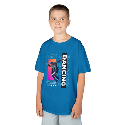 “Dancing” Youth Short Sleeve T-Shirt – Streetwear-Inspired Male Dancer Graphic – Stylish Kids Dance Apparel Tee