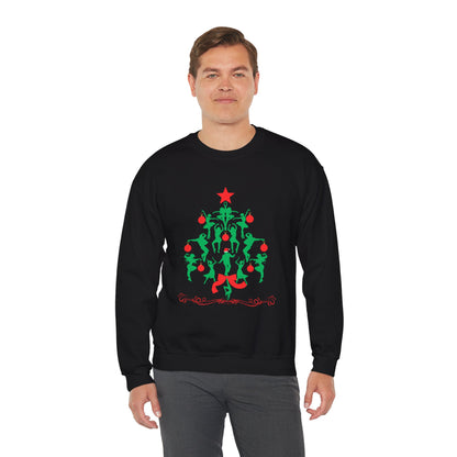 "Christmas Tree Dancer Silhouette" ADULT SWEATSHIRT Unisex Heavy Blend Crewneck – Festive Ballet & Dance Holiday Sweatshirt for Dancers, Teachers, and Studios
