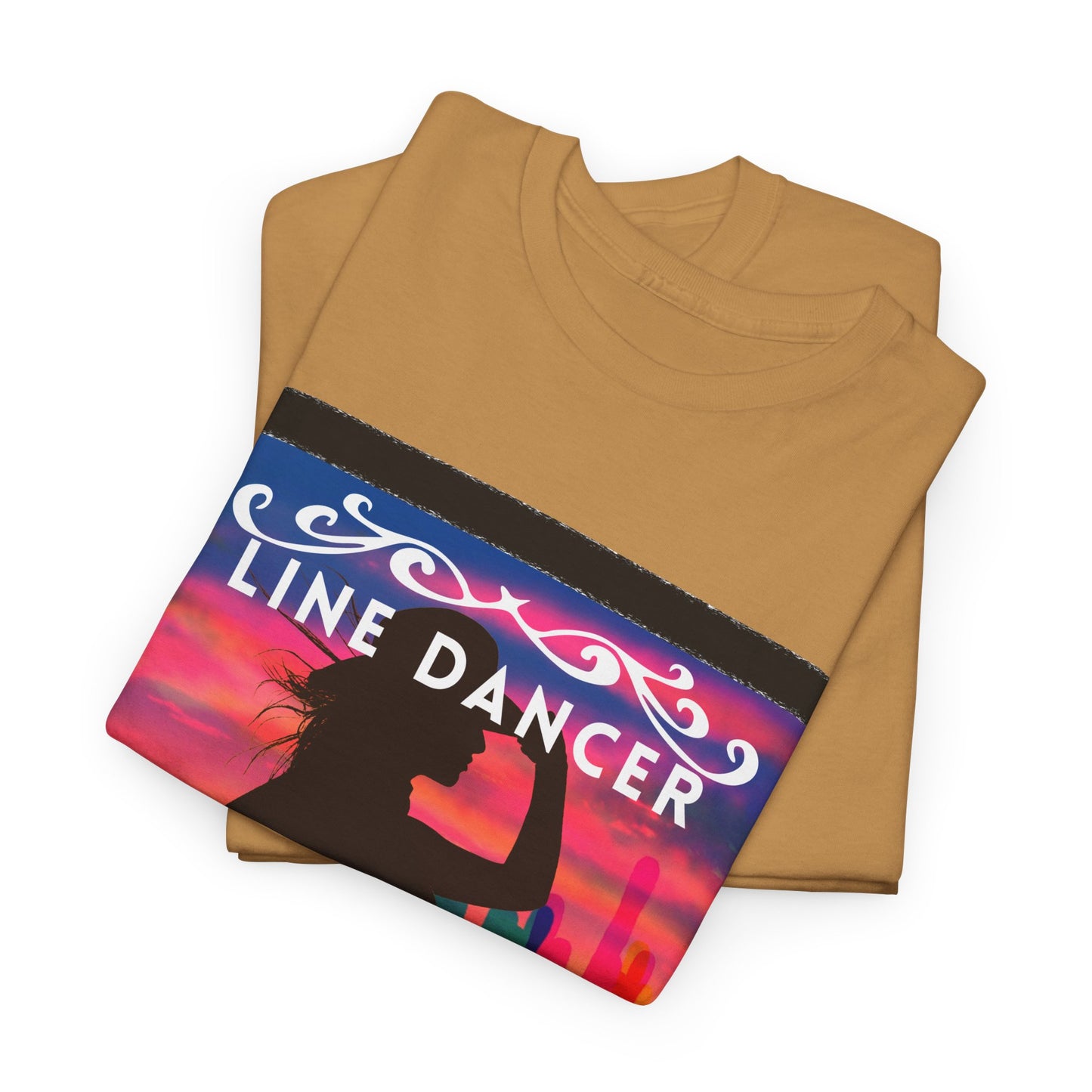 "Line Dancer" Unisex Heavy Cotton T-Shirt – Western Country Dance Graphic Tee – 'Get Your Boots in Line' Cowboy-Inspired Shirt
