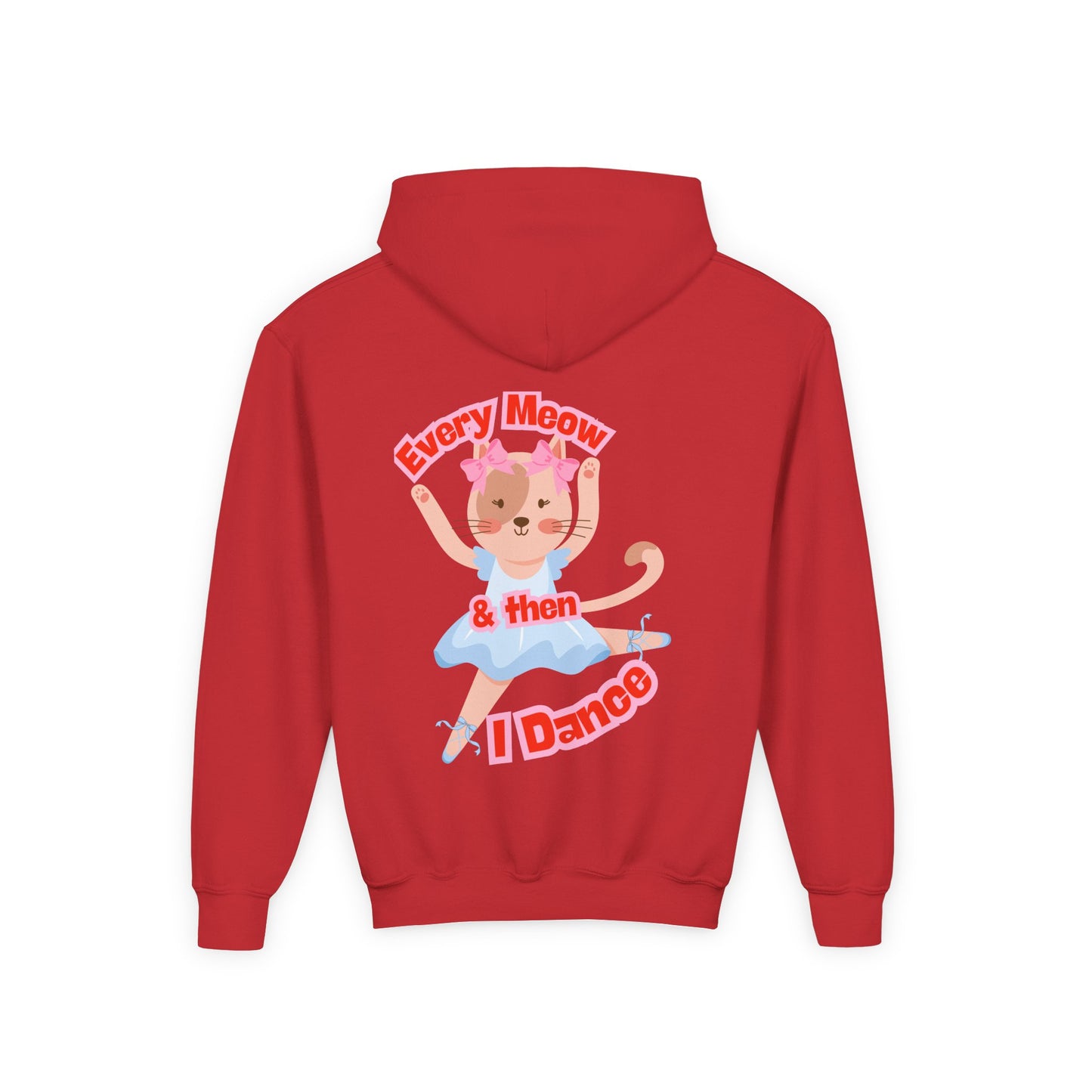 “Every Meow & Then I Dance” Adorable Dancing Cat Graphic | Cute Cat Dance Hoodie for Kids & Young Ballet Enthusiasts - Unisex Youth Hoodie