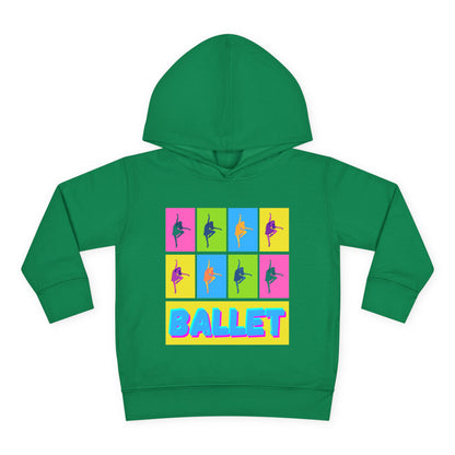 “Ballet" Toddler Pullover Hoodie – Pop Art Inspired Dance Graphic Sweatshirt with Ballet Dancer Design for Kids