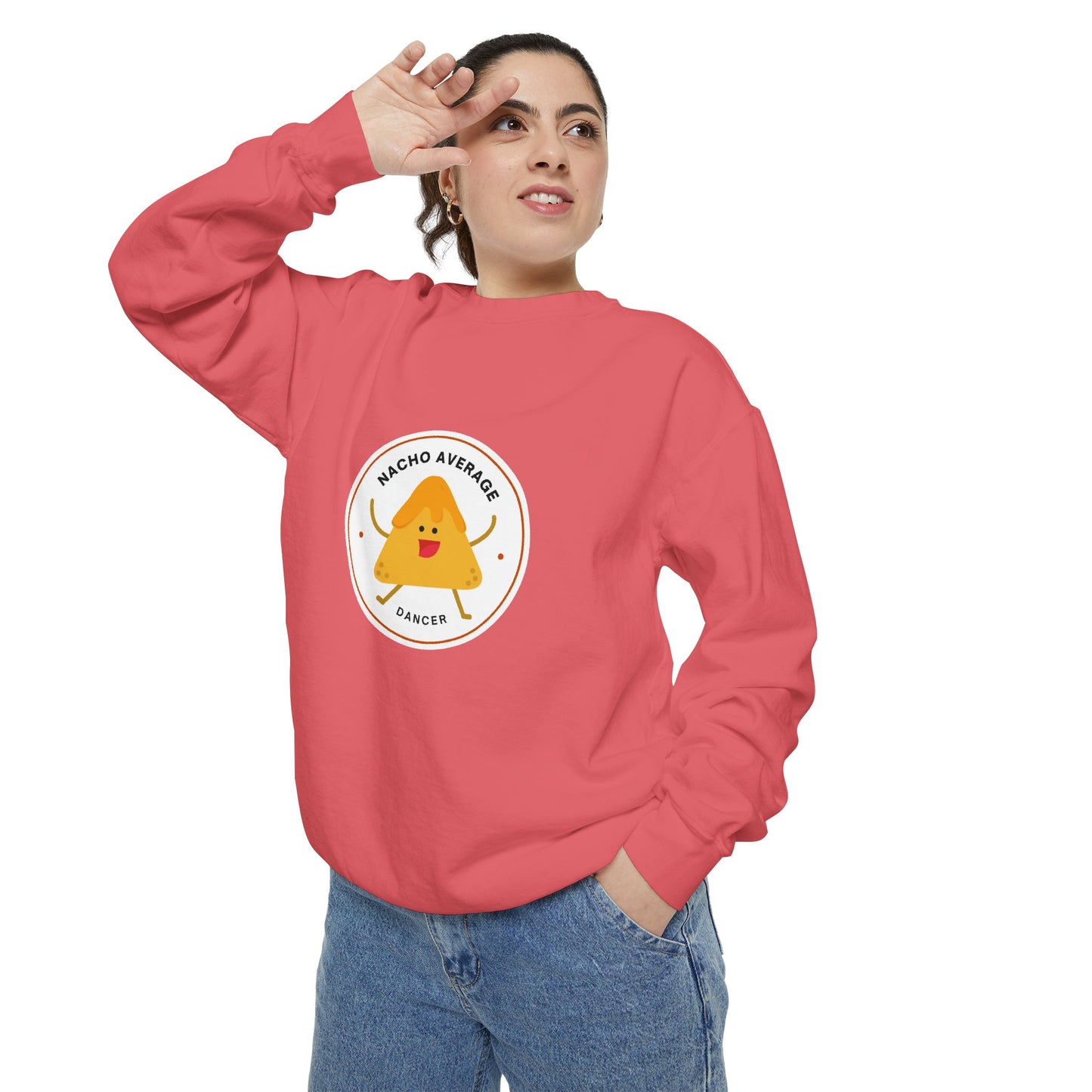 "Nacho Average Dancer" Unisex Lightweight Crewneck Sweatshirt – Cute Dance Pun Pullover with Fun Nacho Graphic for Dancers & Foodie Fans
