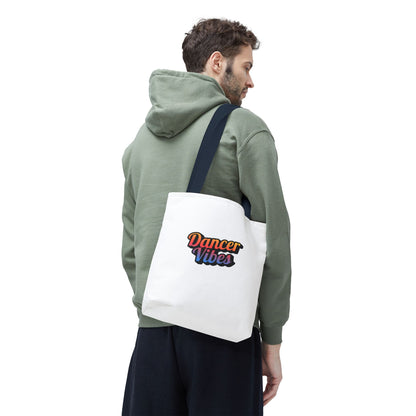 "Dancer Vibes" Canvas Tote Bag – Bold Dance-Themed Text Graphic Bag for Dancers, Students & Everyday Use