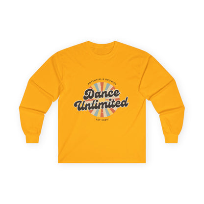 “Dance Unlimited – Potential & Growth" Unisex Long Sleeve Tee – Retro Dance Graphic Shirt for Motivated Dancers & Studio Apparel