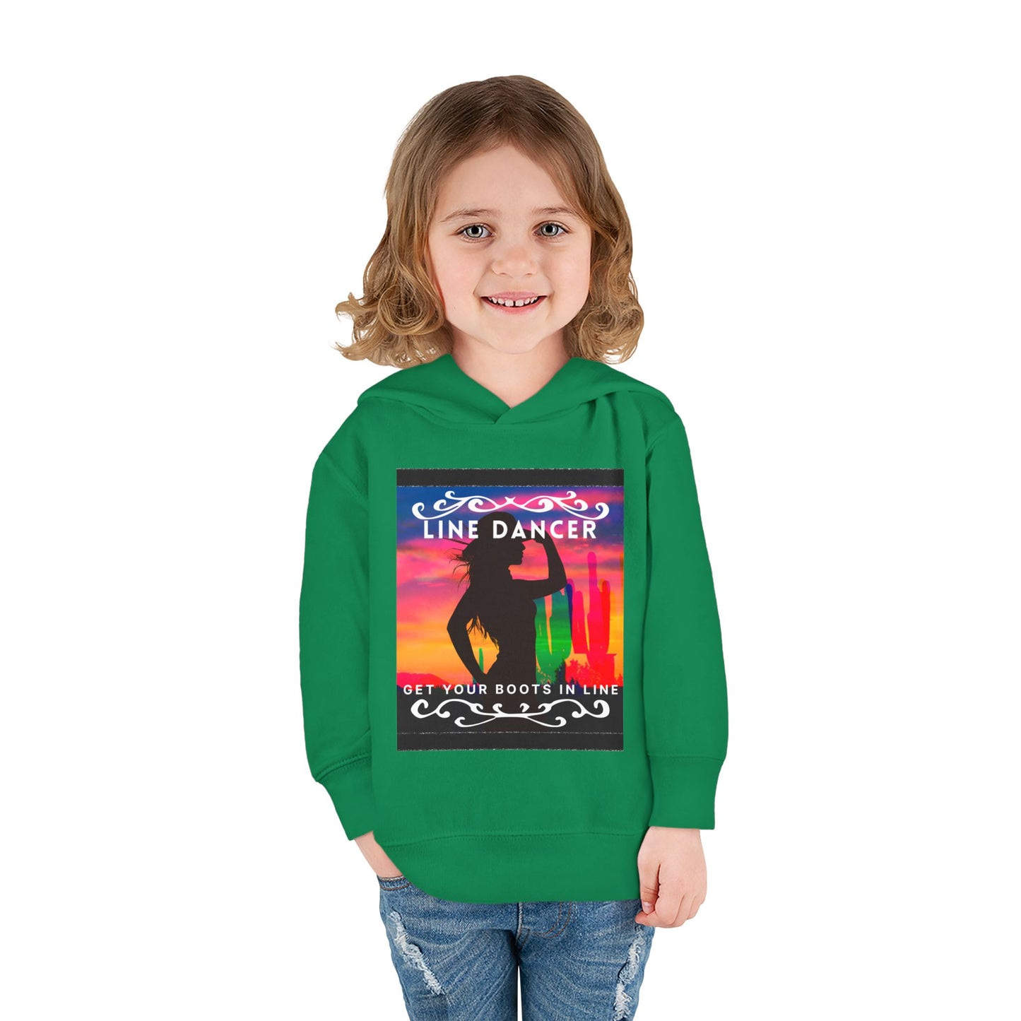 "Line Dancer, Get Your Boots in Line" Streetwear Dance Graphic – Toddler Pullover Hoodie