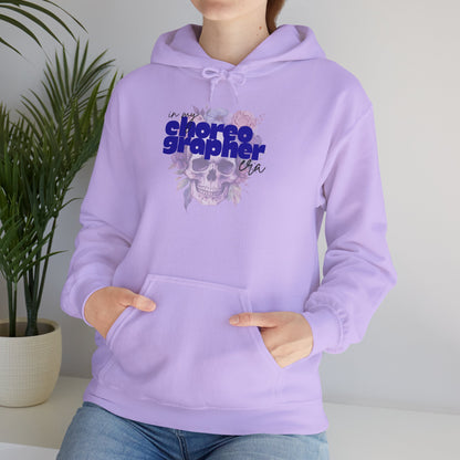 "In My Choreographer Era" Hoodie – Unisex Heavy Blend™ Hooded Sweatshirt with Floral Skull Graphic for Dance Creatives