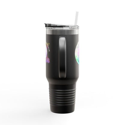 "Boogie, Hustle, Groove - Dancing" 40oz Insulated Travel Mug – Disco Dance Theme Stainless Steel Tumbler with Lid & Straw | Jeté Dance Shop