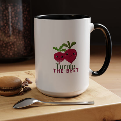 "Turnip the Beet" Accent Coffee Mug – Funny Dance Pun Ceramic Mug for Dancers and Music Lovers