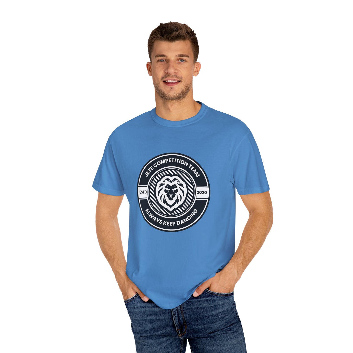 "Jeté Competition Team,  Always Keep Dancing" Unisex Garment-Dyed T-Shirt – Collegiate-Style Dance Graphic Tee – Shirt for Dancers & Teams