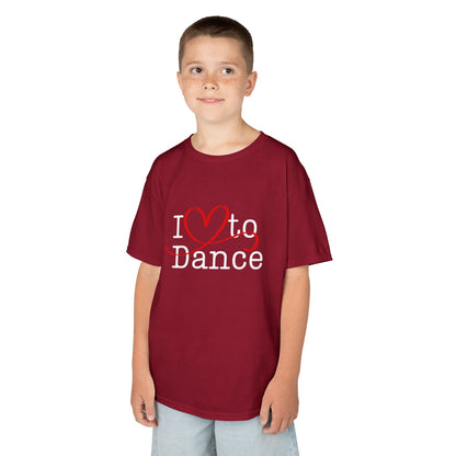 "I Love to Dance" Youth Short Sleeve Tee – Hand-Drawn Heart Graphic Dance Lover T-Shirt
