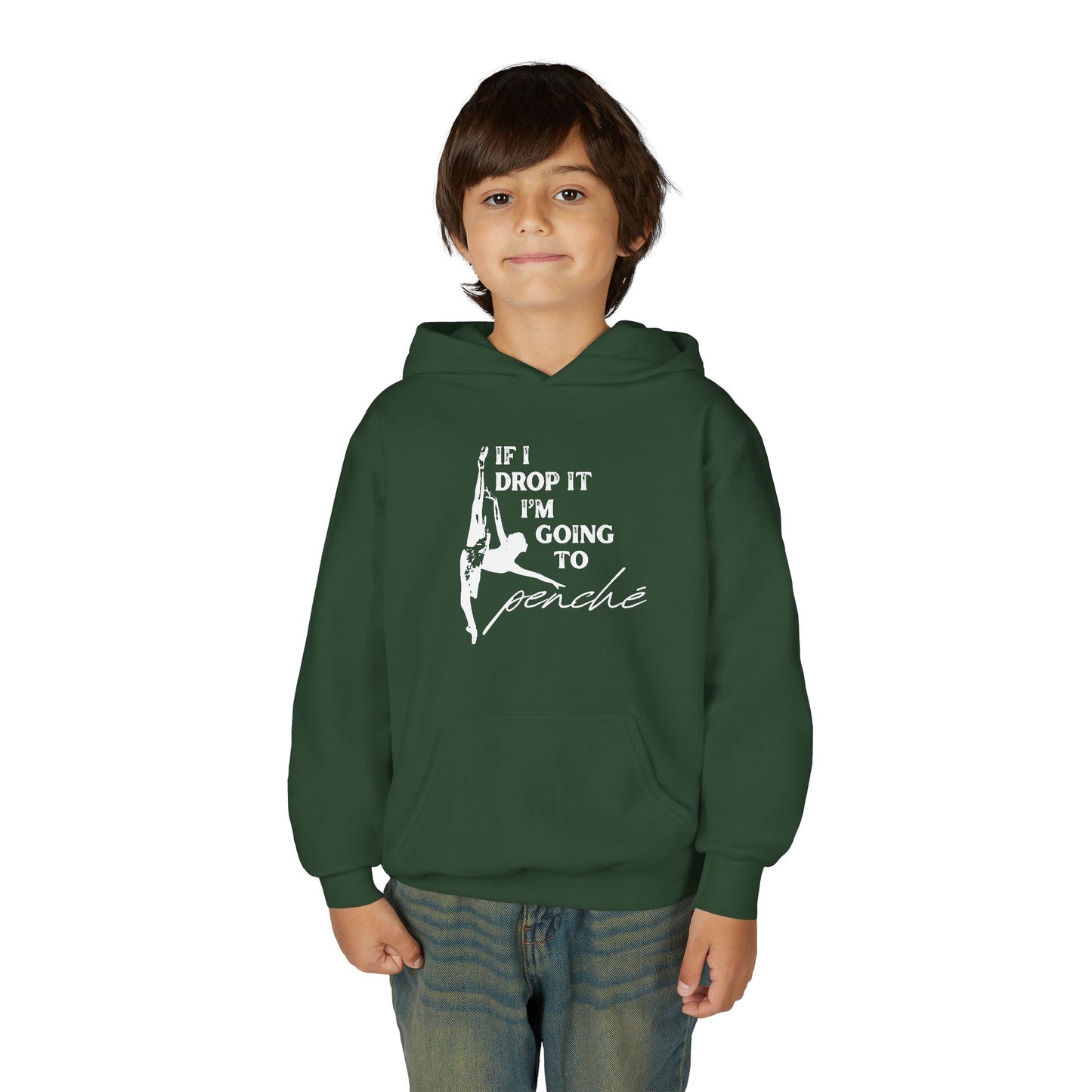 “If I Drop It, I’m Going to Penché” Unisex Youth Hoodie with Ballet Dancer Graphic – Funny Dance Hoodie for Kids & Teens, Personalized with Name or Studio