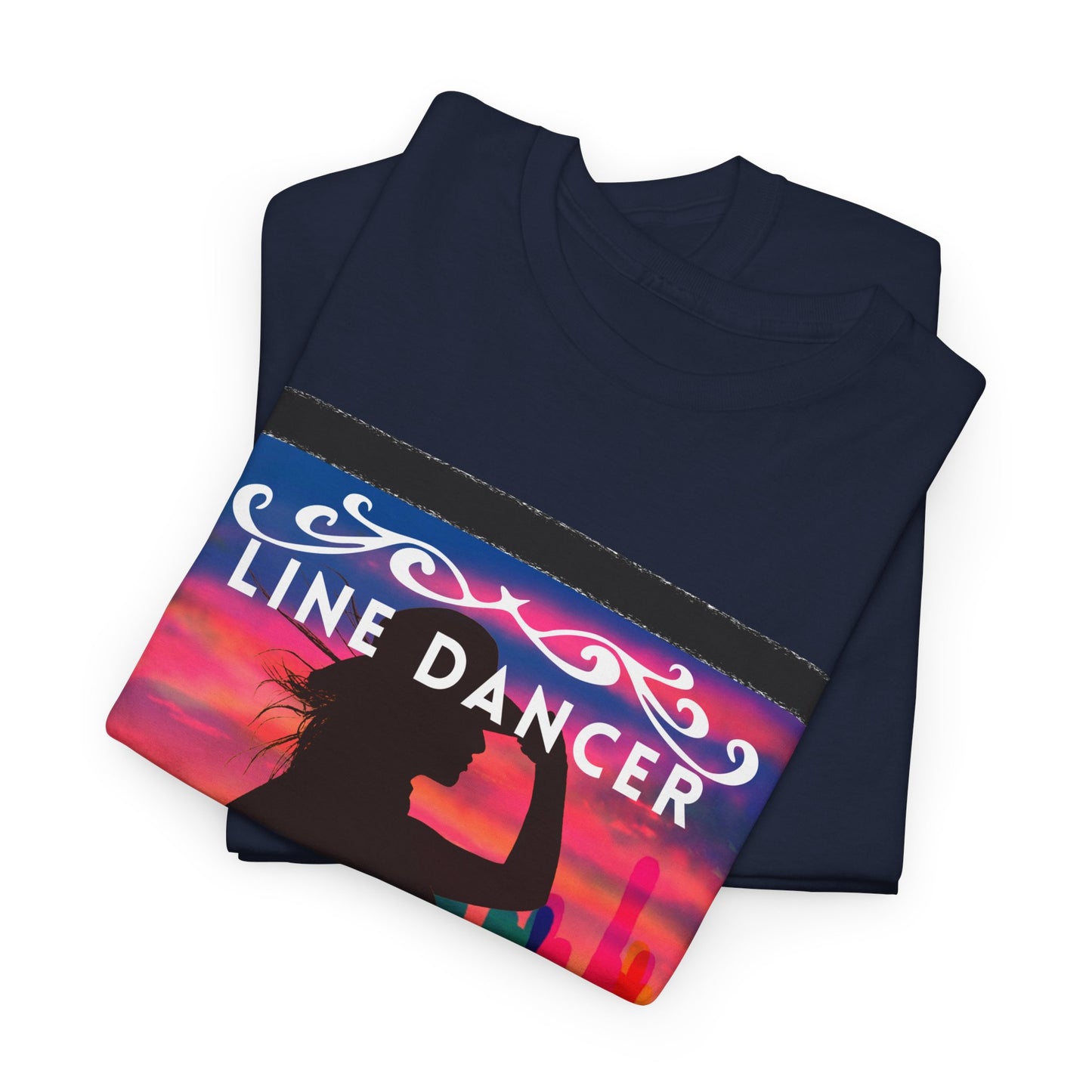 "Line Dancer" Unisex Heavy Cotton T-Shirt – Western Country Dance Graphic Tee – 'Get Your Boots in Line' Cowboy-Inspired Shirt
