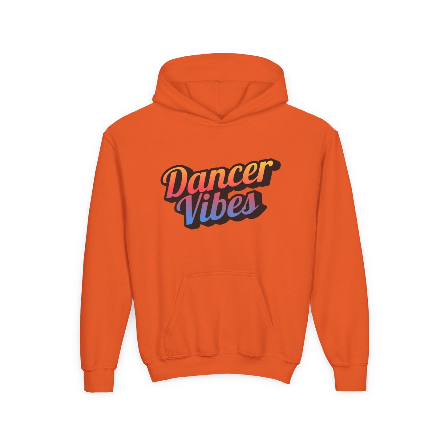 "Dancer Vibes" Youth Hooded Sweatshirt – Retro Text-Based Dance Graphic Hoodie for Kids and Teens