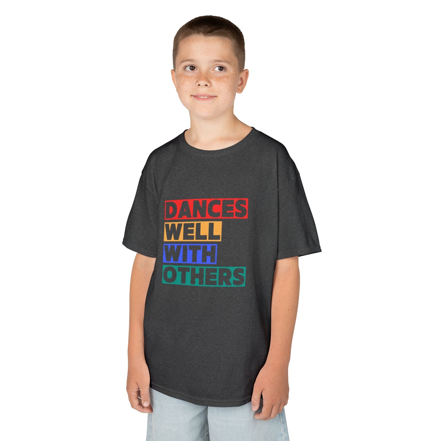 "Dances Well With Others" Kids Heavy Cotton™ Tee – Dance-Inspired Graphic Tee for Kids