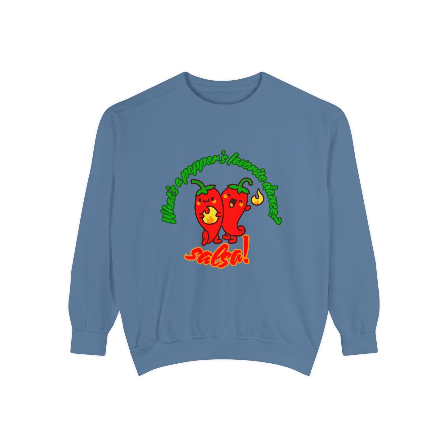 "What's a Pepper's Favorite Dance? Salsa!" Unisex Lightweight Crewneck Sweatshirt – Fun Dance Pun Pullover with Cute Pepper Graphic for Dancers & Food Lovers