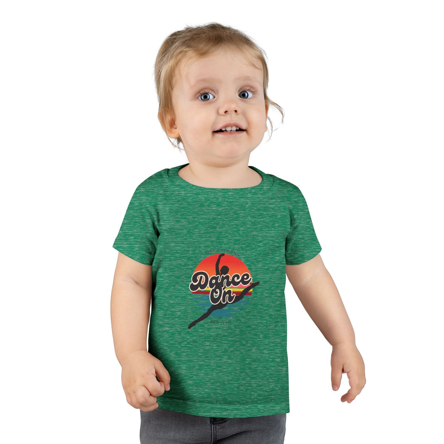 "Keep Calm and Dance On" Toddler Dance T-Shirt – Retro Graphic Short Sleeve Tee for Kids