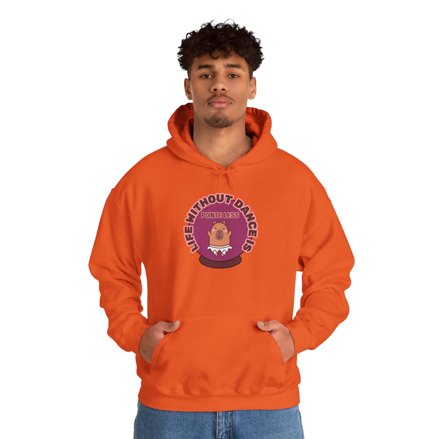 “Life Without Dance is Pointeless" Unisex Heavy Blend Hooded Sweatshirt – Cute Capybara Graphic Hoodie for Adults and Teens
