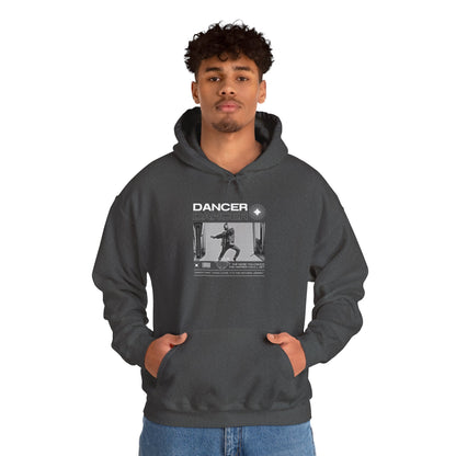 “Dancer” Text with Jazz-Inspired Streetwear-Style Pose Graphic – Unisex Heavy Blend™ Hooded Sweatshirt – Cozy Dance Hoodie for Jazz Dancers & Performing Arts Lovers  "