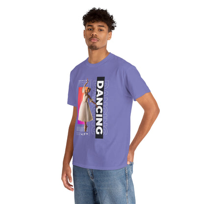 “Dancing” Streetwear-Inspired Female Dancer Unisex Heavy Cotton Tee – Urban Dance Graphic T-Shirt for Performers and Dance Lovers