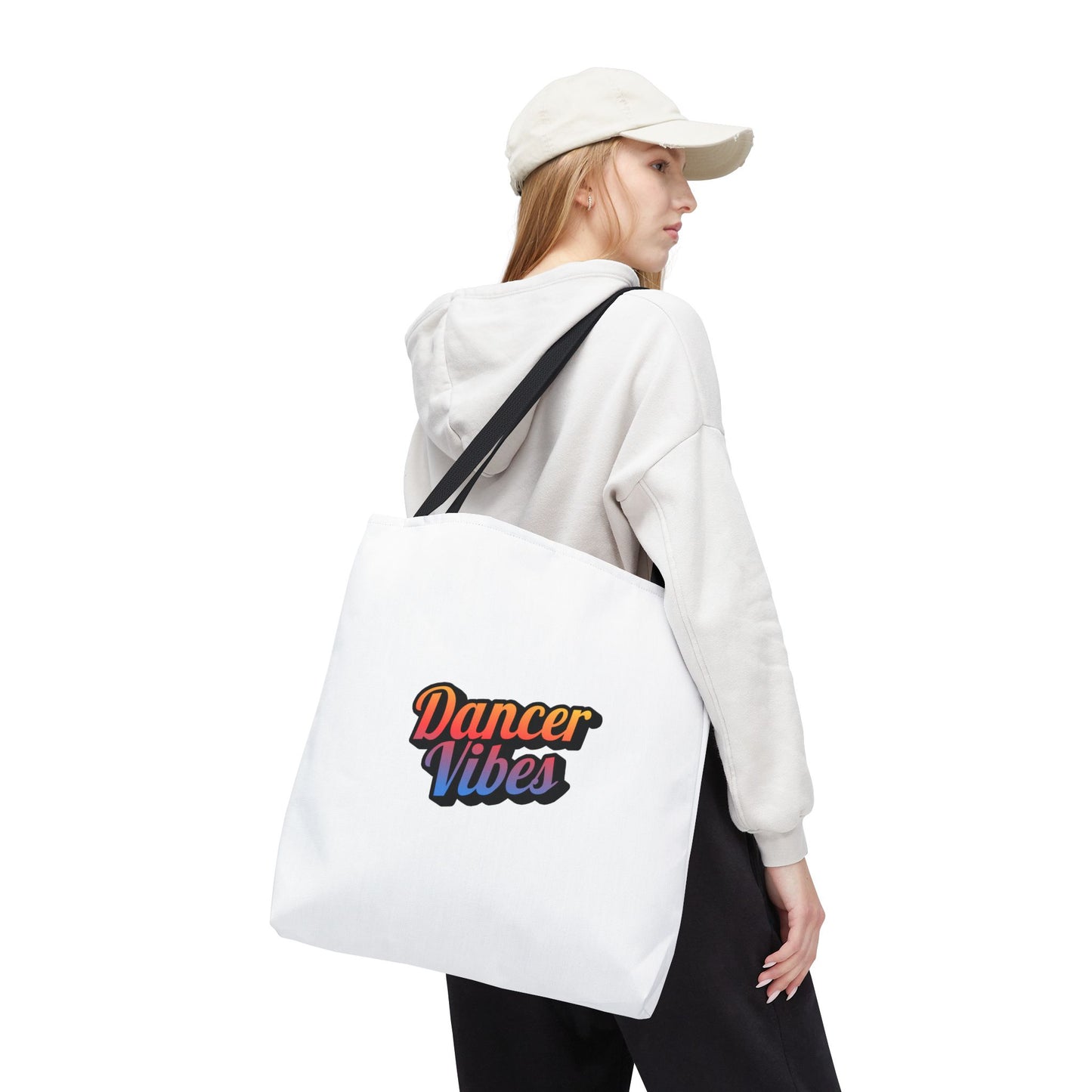 "Dancer Vibes" Canvas Tote Bag – Bold Dance-Themed Text Graphic Bag for Dancers, Students & Everyday Use