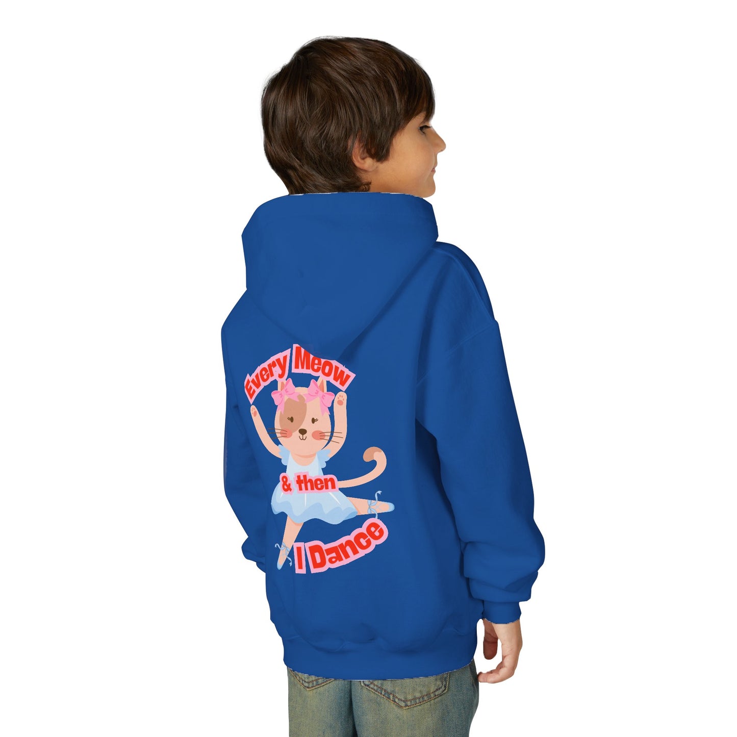 “Every Meow & Then I Dance” Adorable Dancing Cat Graphic | Cute Cat Dance Hoodie for Kids & Young Ballet Enthusiasts - Unisex Youth Hoodie