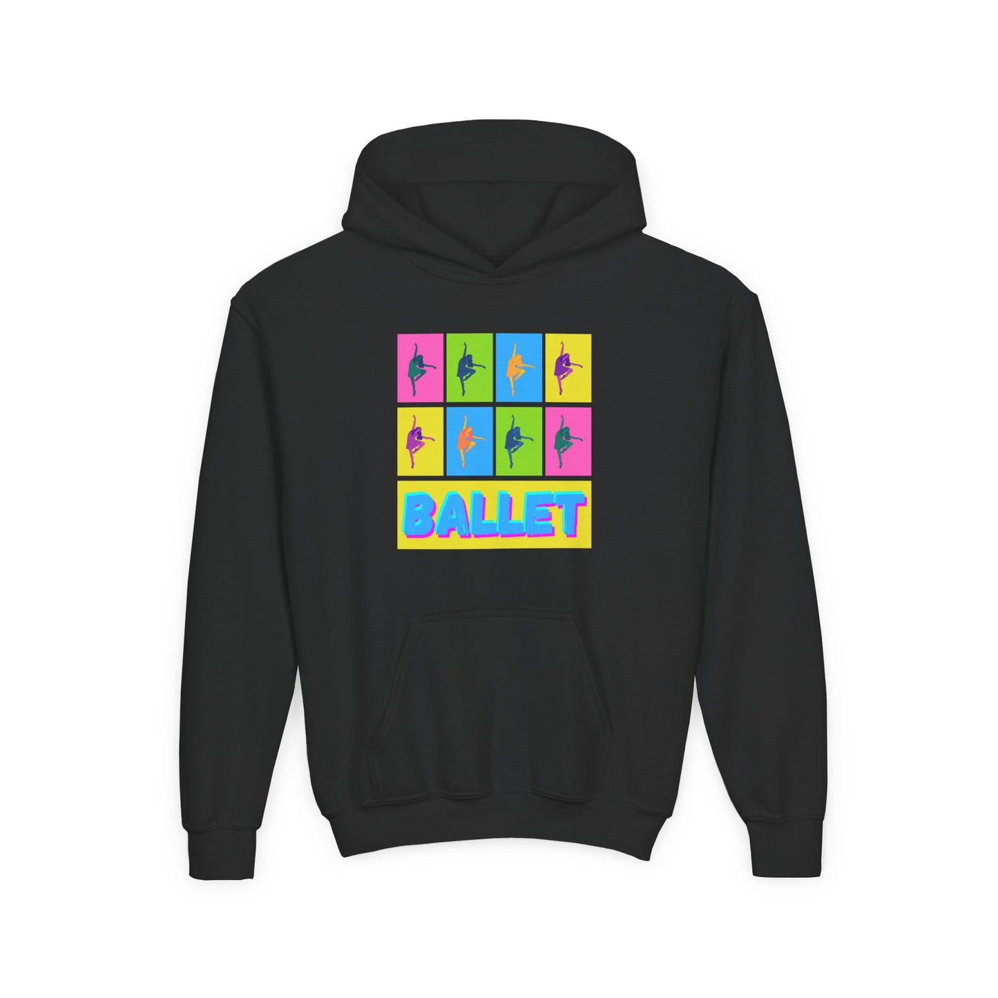 “Ballet” Pop Art Inspired Design with Ballet Dancer Graphics | Streetwear Ballet Hoodie for Kids & Young Dance Enthusiasts | Unisex Youth Hoodie