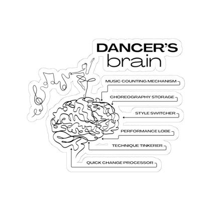 “Dancer’s Brain” Kiss-Cut Sticker – Funny Dance-Themed Vinyl Sticker with Cute Dancer Brain Illustration for Dancers and Performers