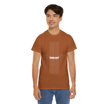 "Turn Out" Ballerina Graphic Unisex Heavy Cotton Tee – Ballet Dance T-Shirt for Dancers & Dance Enthusiasts