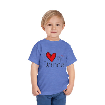 "I Love Dance" Toddler Short Sleeve Tee – Hand-Drawn Heart & Note Graphic Dance Lover T-Shirt