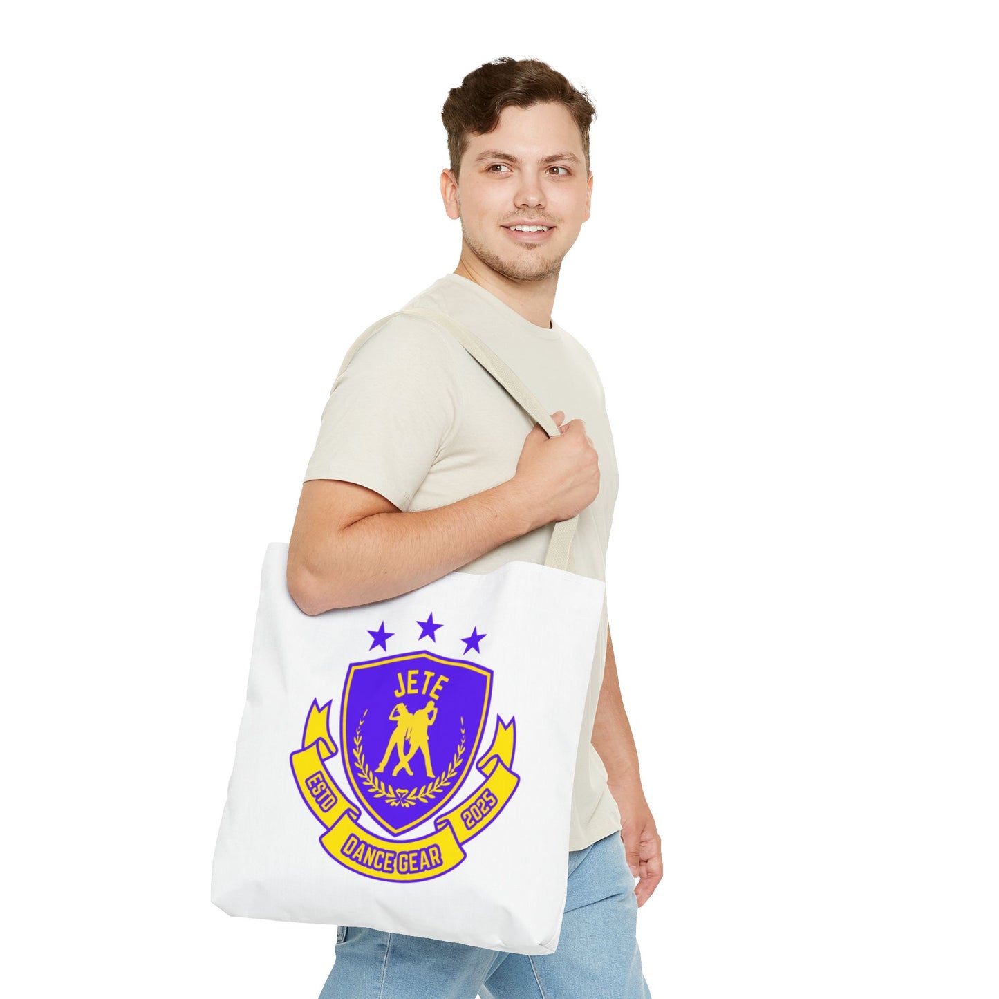 "Jeté Dance Gear Estd 2025" Canvas Tote Bag – Collegiate-Inspired Dancer Tote for Rehearsals, Classes & Everyday Style