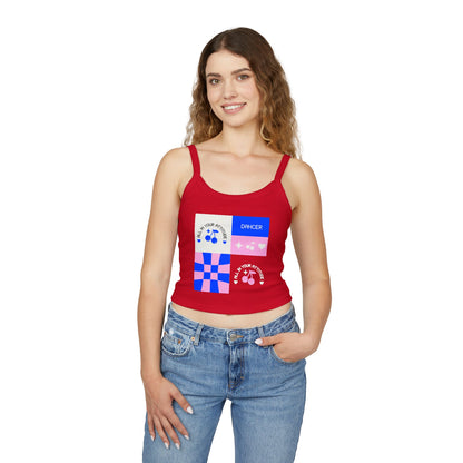 "Dancer – All in Your Attitude" Women’s Spaghetti Strap Tank Top – Retro Dance Graphic | Bold & Stylish Tank for Confident Dancers and Performers