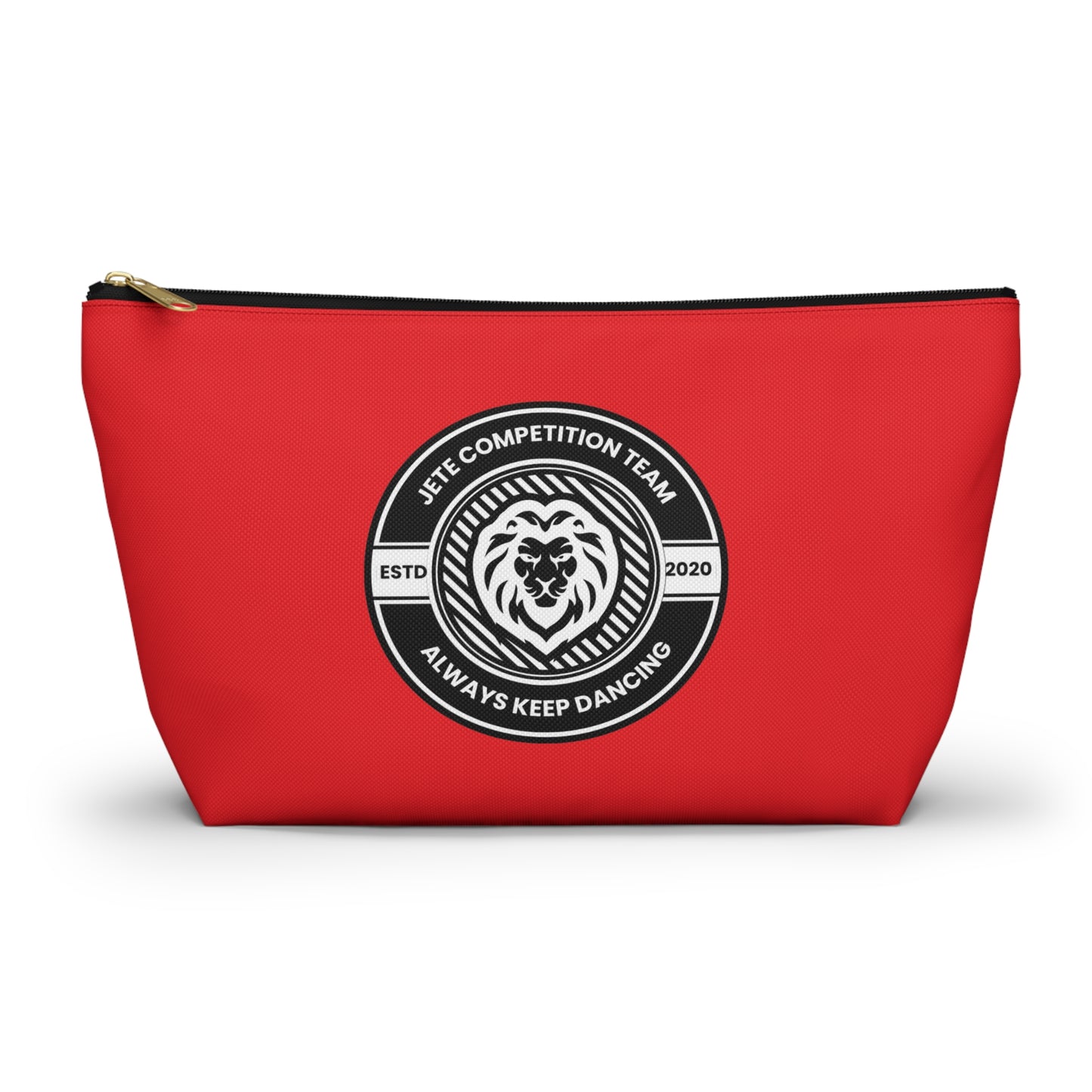 "Jeté Competition Team Always Keep Dancing" Makeup Bag – Collegiate-Inspired Dance Graphic – Team Dance Zipper Pouch for Cosmetics, Accessories & Recital Gifts