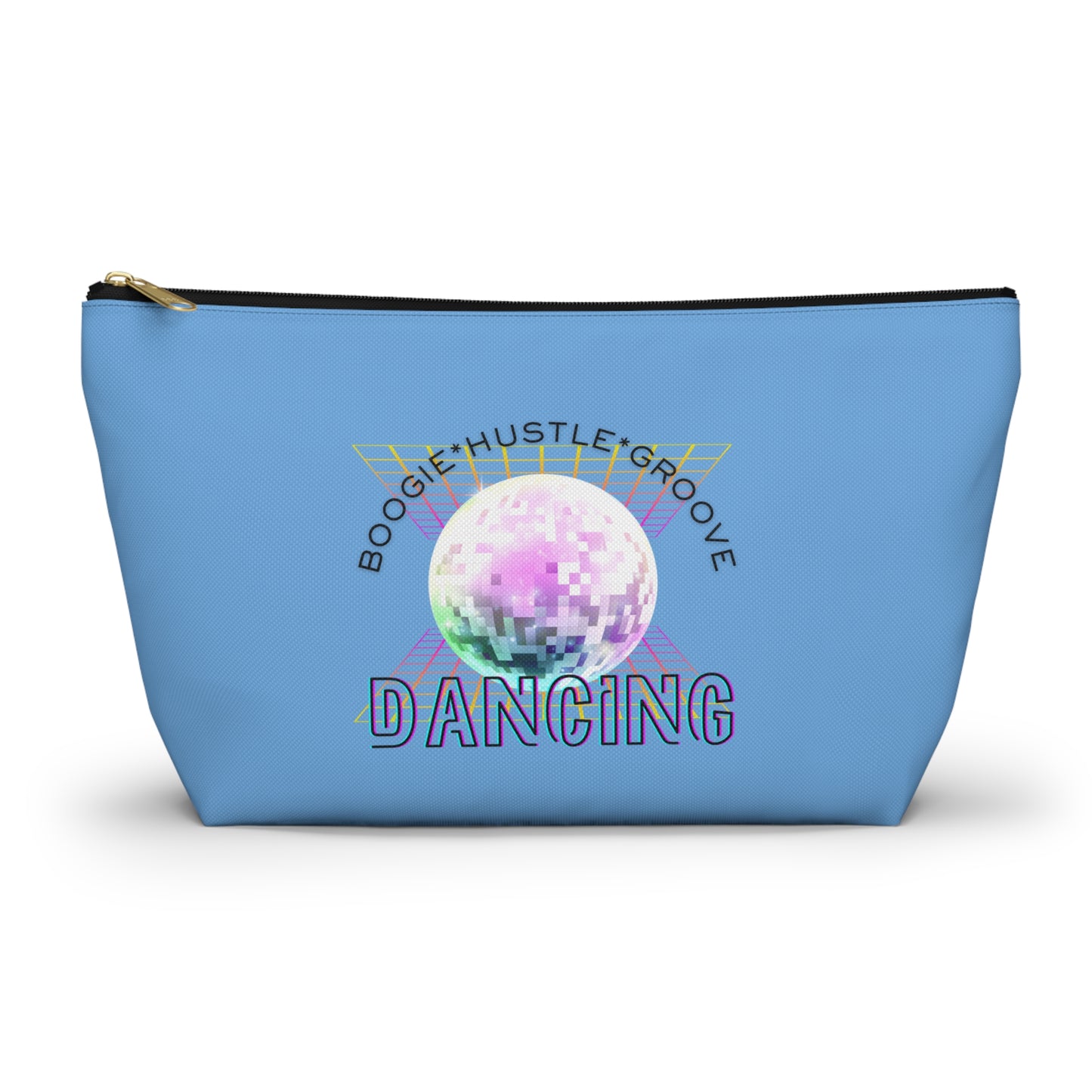 "Boogie, Hustle, Groove - Dancing" Retro Dance-Inspired Makeup Bag | Funky Bold Accessory Pouch for Dancers