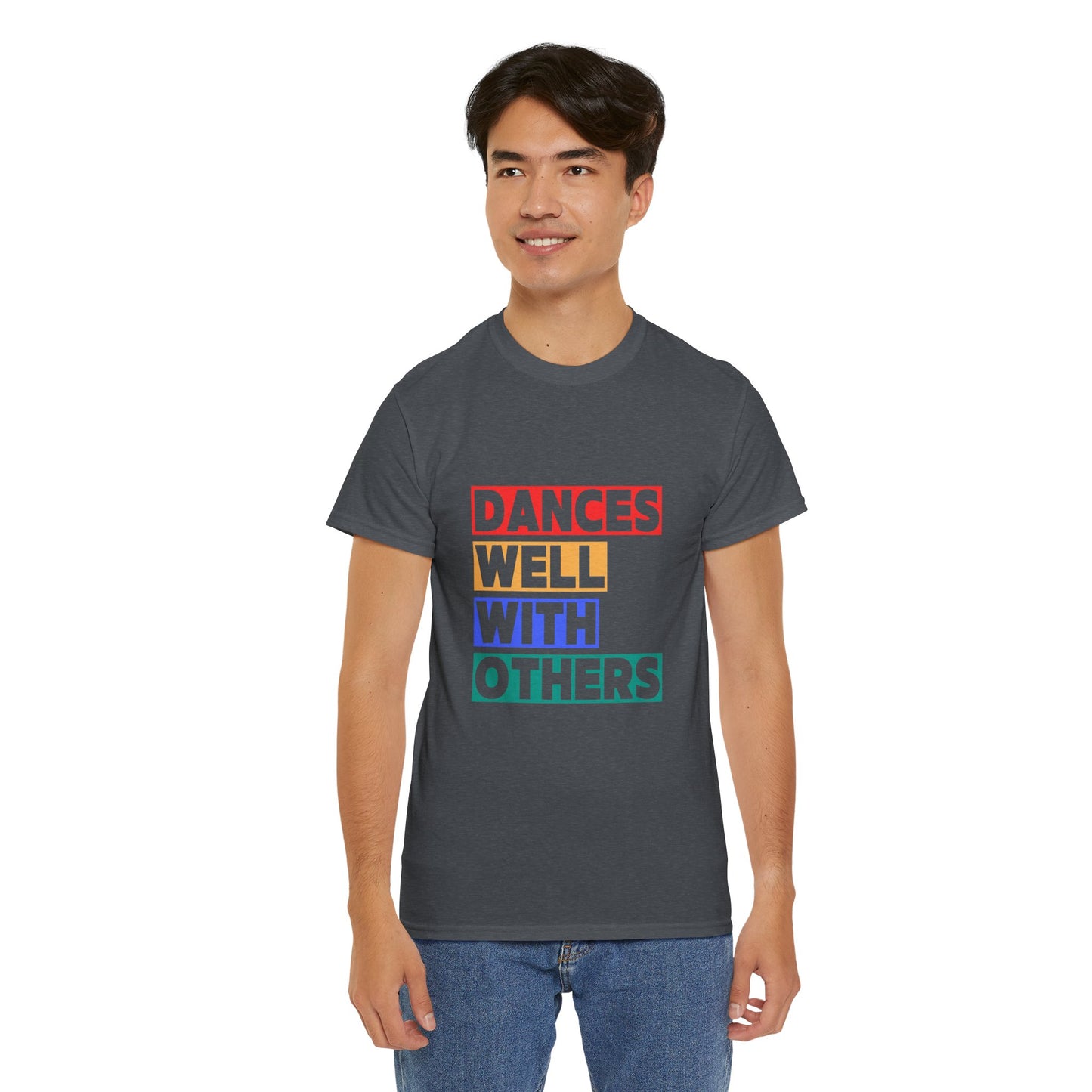 "Dances Well With Others" Unisex Heavy Cotton T-Shirt – Dance-Inspired Graphic Tee for Adults & Kids