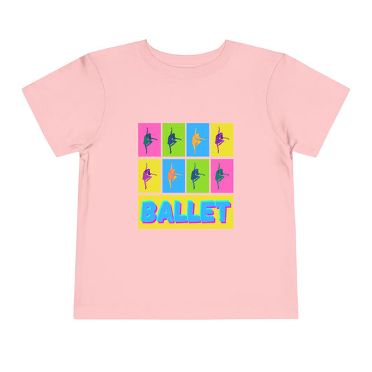 “Ballet" Toddler Short Sleeve T-Shirt – Pop Art Inspired Dance Graphic Tee for Kids
