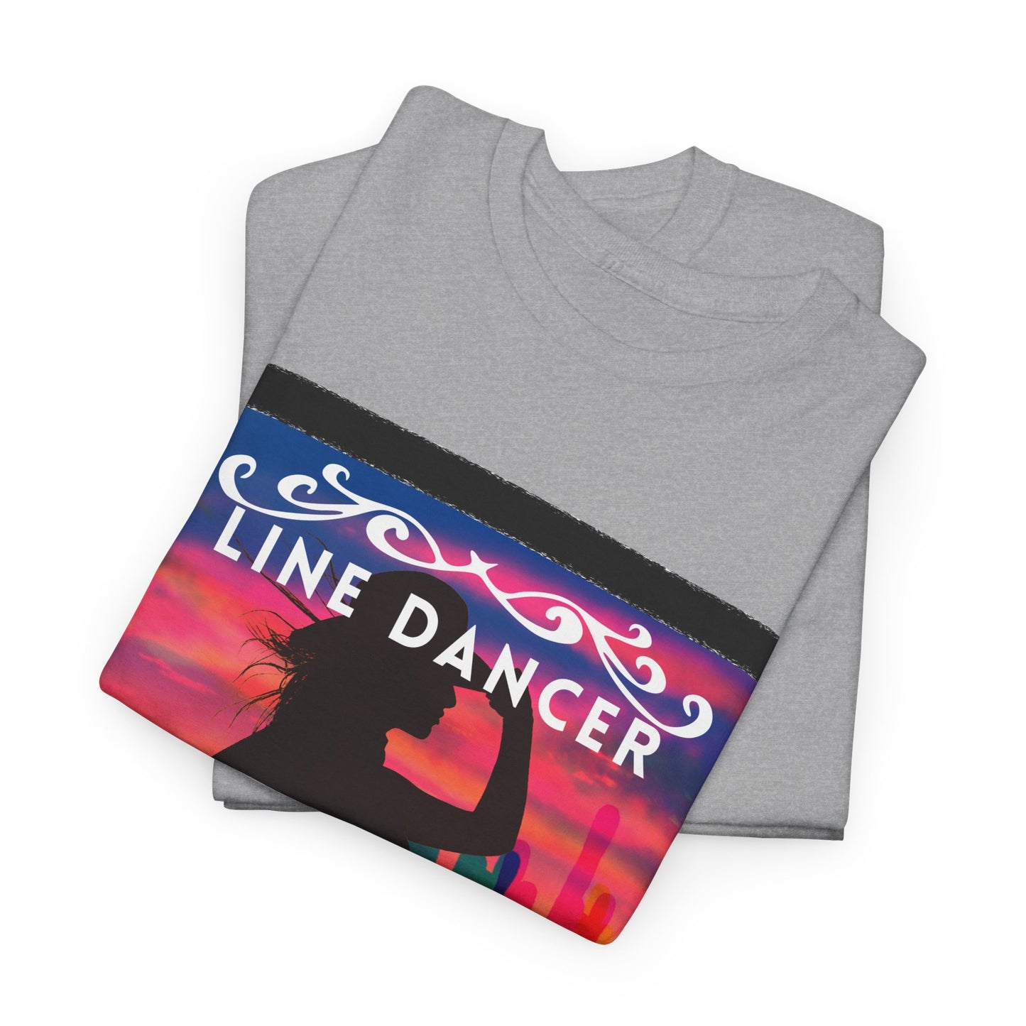 "Line Dancer" Unisex Heavy Cotton T-Shirt – Western Country Dance Graphic Tee – 'Get Your Boots in Line' Cowboy-Inspired Shirt