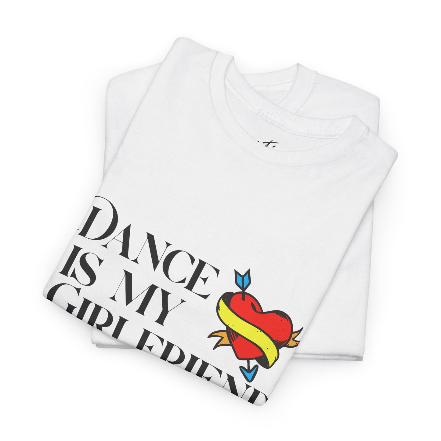 I Love Dance Unisex Heavy Cotton Tee – Hand-Drawn Heart & Note Graphic Dance Lover T-Shirt