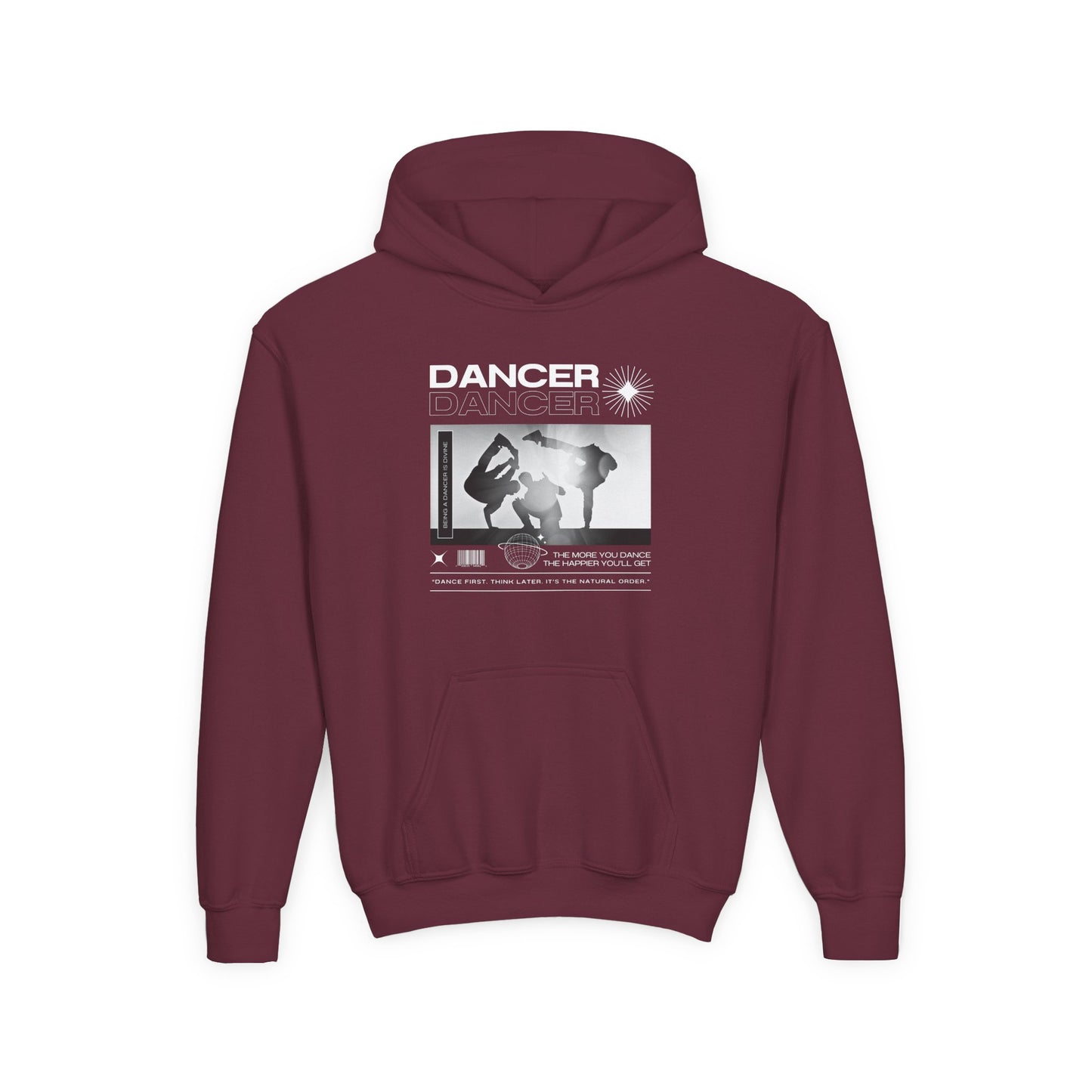 “Dancer” Breakdancer Streetwear Graphic | Unisex Youth Hoodie – Hip-Hop Dance Hoodie for Kids & Young Performers