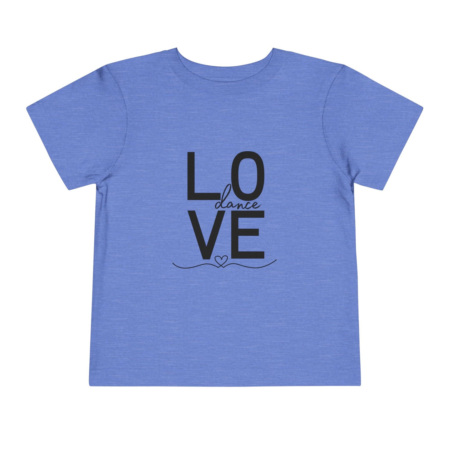 "LOVE Dance" Toddler Short Sleeve Tee – Script Letter Graphic Dance Lover T-Shirt