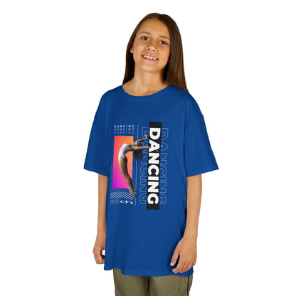 “Dancing” Youth Short Sleeve T-Shirt – Streetwear-Inspired Female Dancer Graphic – Stylish Kids Dance Apparel Tee