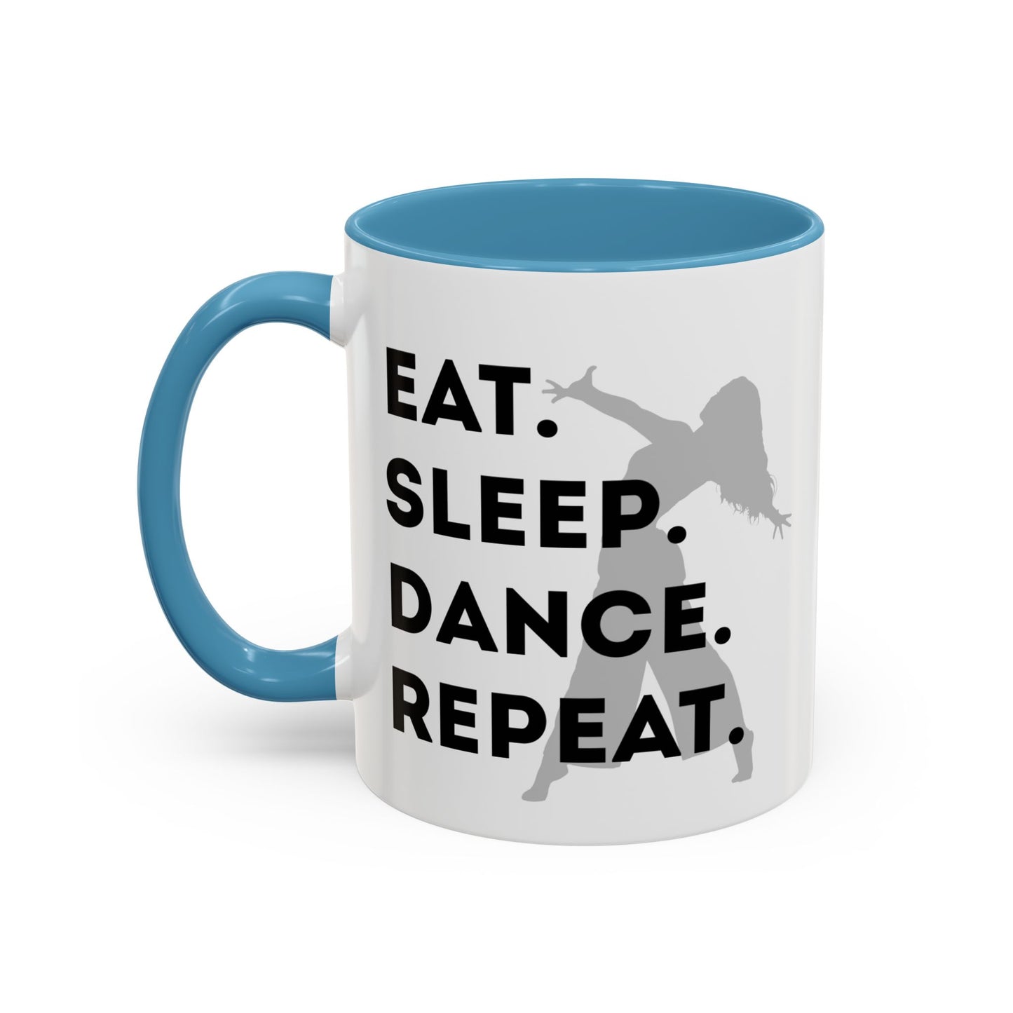 "Eat Sleep Dance Repeat" Accent Coffee Mug – Gray Dancer Graphic Ceramic Mug for Dance Lovers