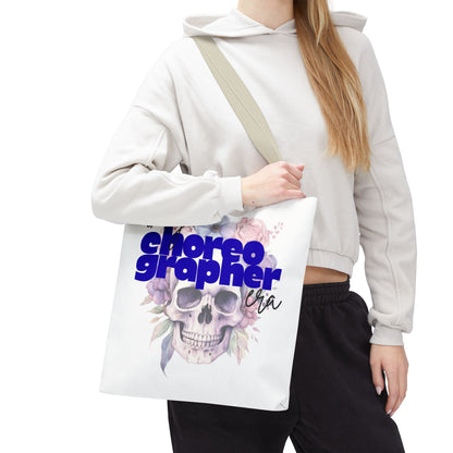 In My Choreographer Era Tote Bag with Colored Handles – Pastel Floral Skull Dance-Inspired Carryall