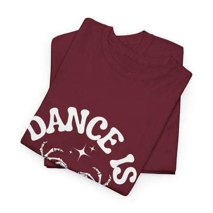 “Dance Is in My Bones” Halloween Dance T-Shirt with Cute Skeleton Heart Graphic - Unisex Heavy Cotton Tee