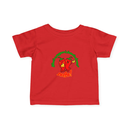 "What's a Pepper's Favorite Dance? Salsa!" Cute Dance-Themed Infant Fine Jersey Tee with Spicy Pepper Graphic – Funny Baby T-Shirt for Little Movers