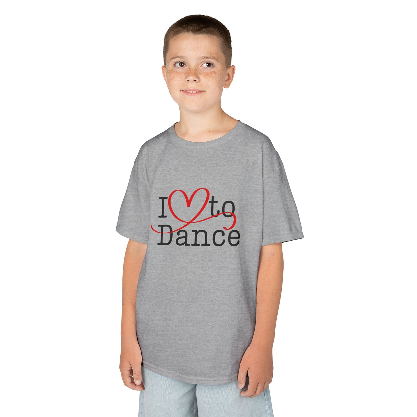 "I Love to Dance" Youth Short Sleeve Tee – Hand-Drawn Heart Graphic Dance Lover T-Shirt