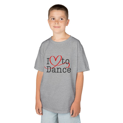 "I Love to Dance" Youth Short Sleeve Tee – Hand-Drawn Heart Graphic Dance Lover T-Shirt