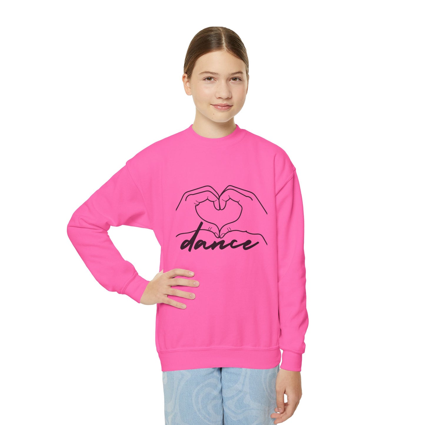 "Dance" Heart Hands Youth Crewneck Sweatshirt – Heart Hands Graphic Dance Lover Pullover